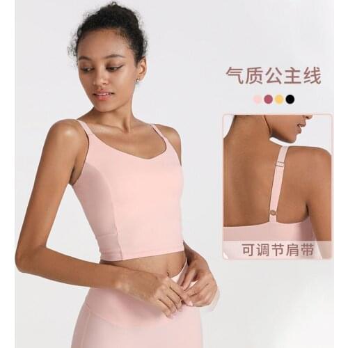 Yoga Crop Top Lulu Same V-neck Vest Sports Underwear High Strength Shockproof Bra Womens Running Fitness Mujer Camisetas