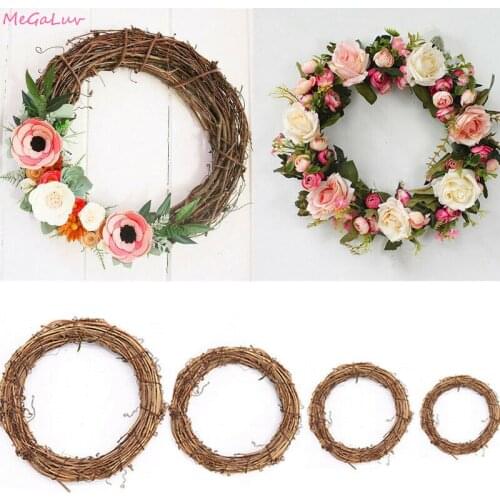 10/15/20/25/30 cm DIY Round Straw Heart Love Rattan Circle Hanging Decor for Home Doors Wreath Ornament Floral Wedding Supplies