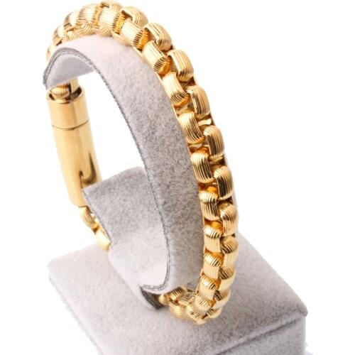 Fashion Stainless Steel 23cm Twisted Chain Bracelet For Men 9mm Width Linking Box Chain Bracelet Jewelry Accessory