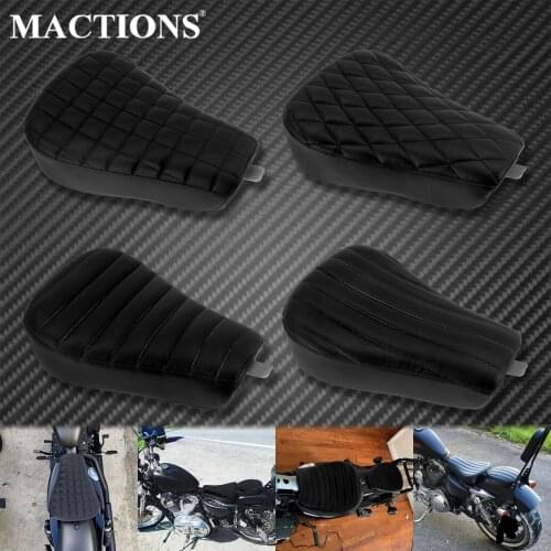 Motorcycle Leather Driver Pillow Solo Seat Cushion Front Pillion Pad Black For Harley Sportster XL 48 1200X 10-15 72 1200V 12-15