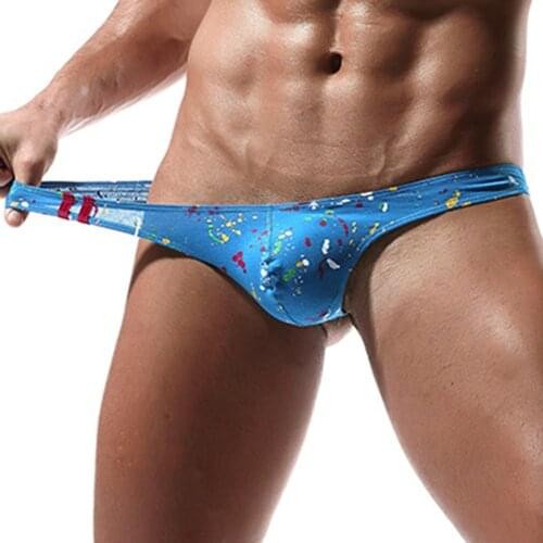 Printed T-back Thongs Man Underpants Sexy Underwear Mens G-Strings Low Rise Briefs Jockstrap Pouch Bikini Cotton Panties A30