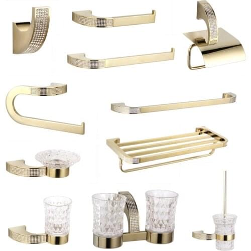 Crystal Bathroom Hardware Set Robe Hook Towel Rail Rack Bar Shelf Toothbrush Holder Towel Holder Bathroom Accessories Set
