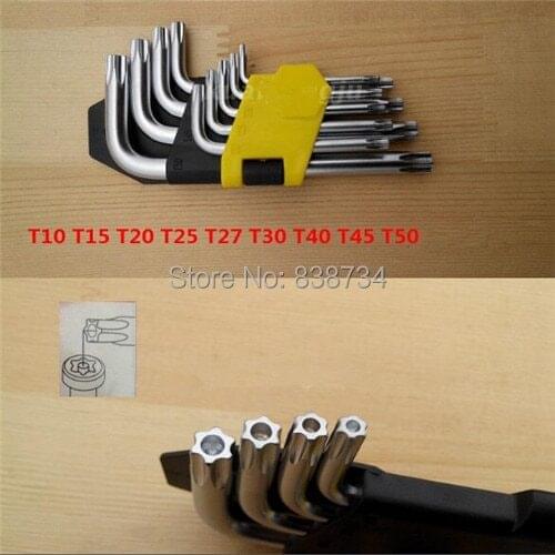 9pcs/set torx wrench set,torx key wrench torx L key piece tool torx screwdriver hollow T10T15T20T25T27T30T40T45T50