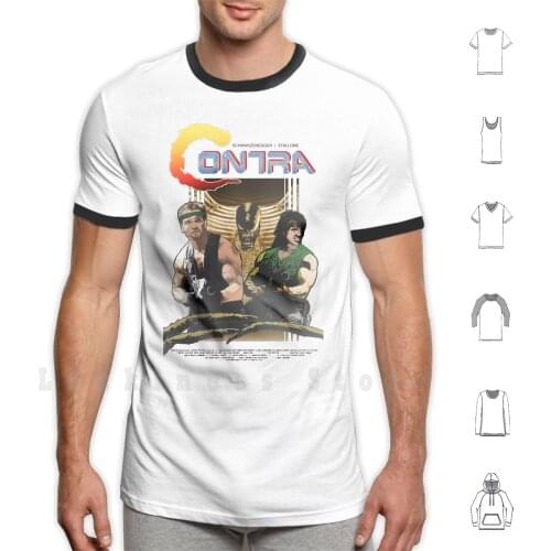 Contra Movie Poster T Shirt Print 100% Cotton New Cool Tee Contra Arnold Swarzenegger Sylvester 80s