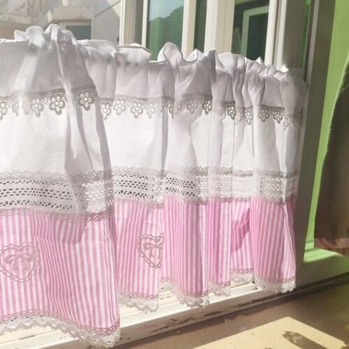 New coffee short curtains.Striped Mosaic cabinet curtains.Double color lace decorative half curtain.Sunshade curtain