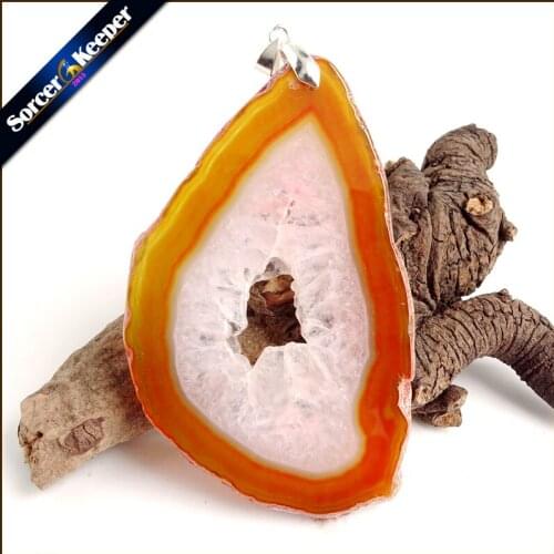 High Quality Natural Crystal Cluster Gem Stone Jewelry Polished Faceted Agates Slice Beads Pendant Necklace for Women AA268