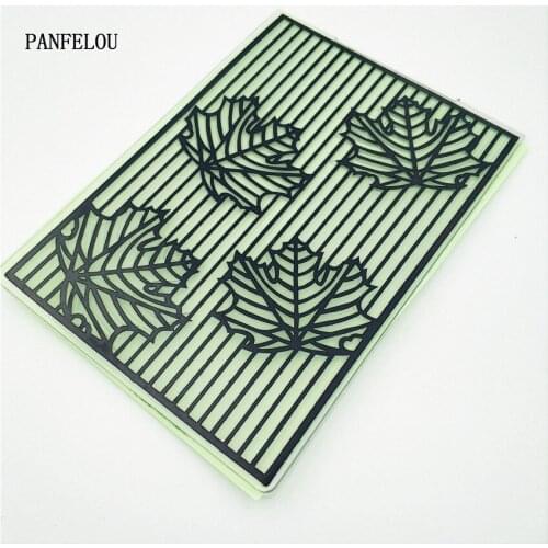 PANFELOU Easter maple leaf lines Embossing folders Plastic For Scrapbooking DIY Template Fondant Cake Photo Album Card Making