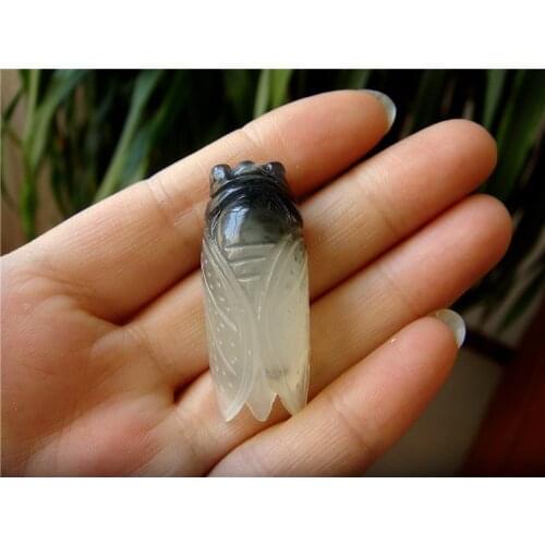 Genuine natural jade cicada flower jade pendant Pendant Necklace Xiuyan jade cicada pretty color boutique