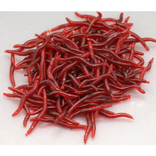 50/100pcs 4.5cm Bloodworm Soft Lure Fish Bionic Baits PVC Earthworm red Worms Fish Baits Lures Fishy Smell silicone bait