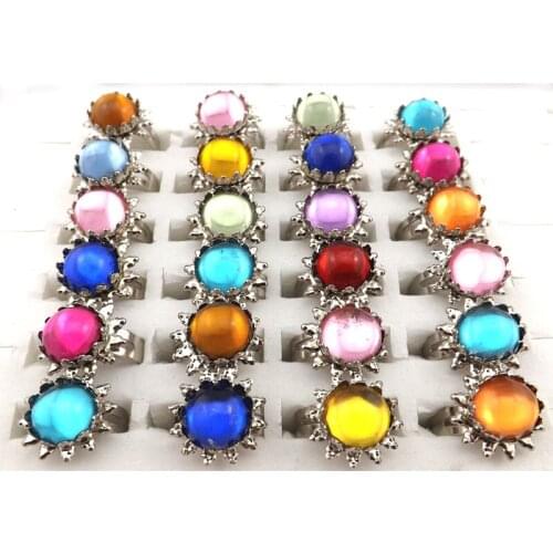 Mixed Color Imitation Shinning Stone Adjustable Childrens Rings For Gift 50pcs/lot