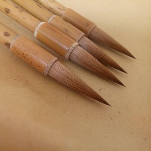 Toffee bamboo pure wolf hair brush pure Wolf Tail small hair writing brush students beginner calligraphy practice solid wood