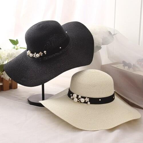 Round Top Raffia Wide Brim Straw Hats Summer Sun Hats for Women With Leisure Beach Hats Lady