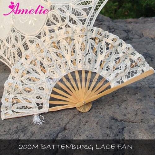 40pcs Lot Free Shipping Amelie Wedding Party Favors Battenburg Lace Fan Hand Craft Fan