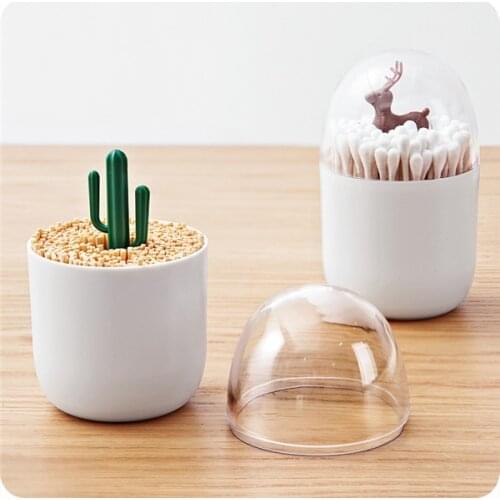 Creative Animal Tree Toothpicks Holder Cotton Swab Box Cotton Bud Holder Case Home Table Decor Plastic Storage Box Organizer