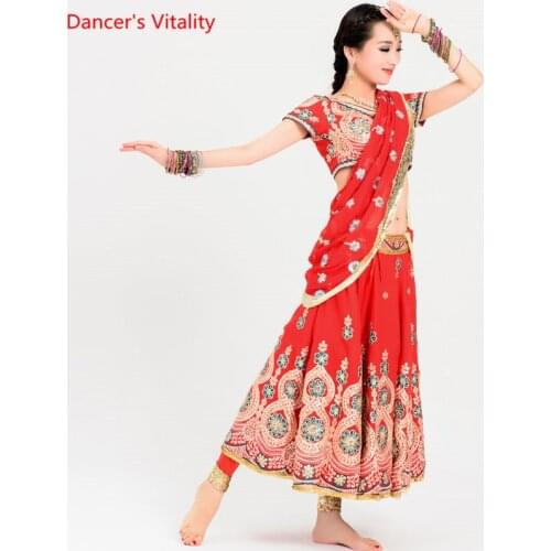 Women Belly Dance Costume Sets Adult female India Dancing Suit Ladys Belly Dance Costume Stage Performance Clothing 4pcs/Set