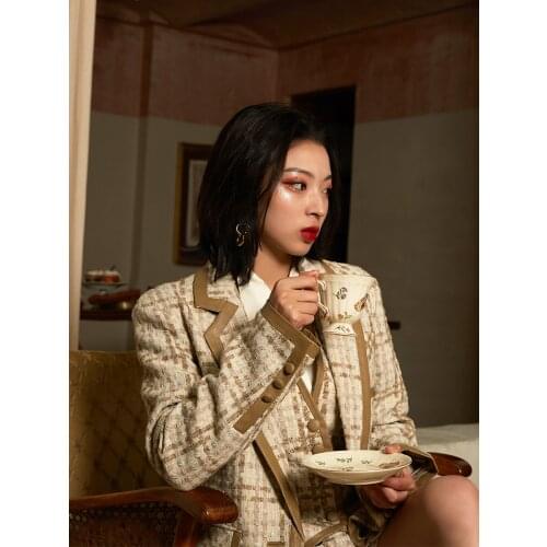 Suit Jacket Womens Mid-Length Slim Fit Waist New Suit Early Spring 2021 Coat