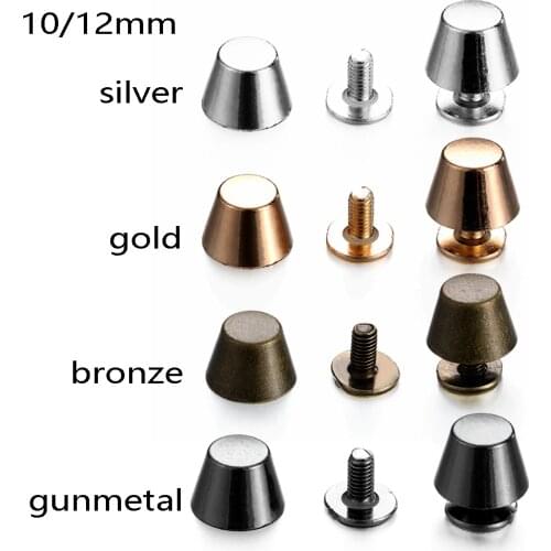 10set/bag 10/12mm DIY Strap Rivets Screw Bucket Dome Bolt Flat Head Screws Punk Metal Nail Cloth Button Luggage Bag Shoes Craft