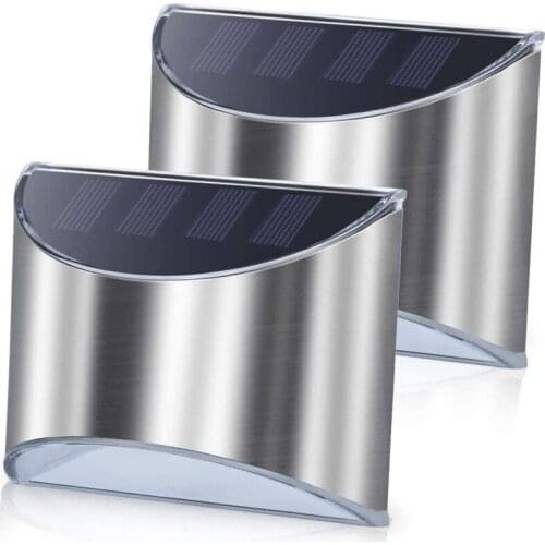 2Pcs LED Solar Wall Lights Outdoor Solar Lights Waterproof Security Lighting for Garden Pathway Fence Step Lamp