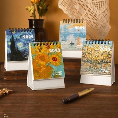 2022 Cute Creative Van Gogh Mini Desk Calendar Office of the Annual Agenda Organizer Decoration Stationery School Supplies