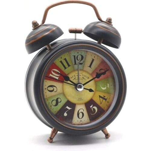 30pcs Vintage Alarm Clock Desktop Clock with Backlight Double Bell Desk Table Digital Clock Home Decor