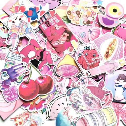 5 Sets=320PCS Pink Girl Cartoon Stickers PVC Waterproof Car Stickers Trolley Case Stickers