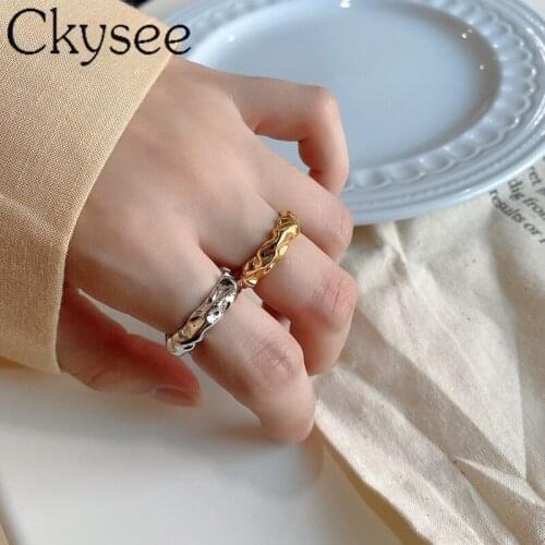 Allotype Ckysee 925 Sterling Silver Rings Exaggeration Ring Opened Adjustable Rings For Woman Simple Original Fine Jewelry
