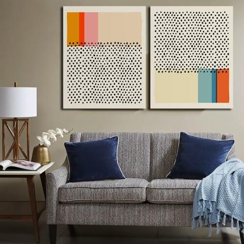 Abstract Mid Century Wall Art Canvas Painting Minimalist Geometric Picture Poster and Print for Living Room Modern Home Decor