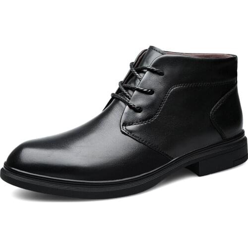 Ankle Winter Boots Genuine leather Men boots size 37-46 Comfortable warm Men Snow Boots Handmade winter shoes men botas hombre