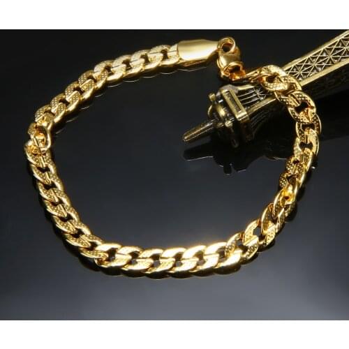 Trendy Hip Hop Jewelry Bracelets 3 Colors Flat Curb Bracelet Stainless Steel Charm Wristband Hand Chain Unisex bijoux femme