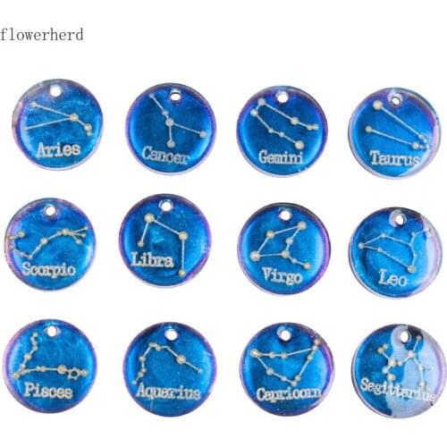 Keychain Twelve Constellation Resin Mold Chocolate Silicone Mold Round Epoxy Mold Jewelry Pendant Fondant Cake Mold Cement Mold