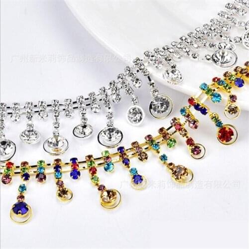 Rhinestone fringed silver code chain Latin dance belly dance costumes headdress wedding dress diamond chain
