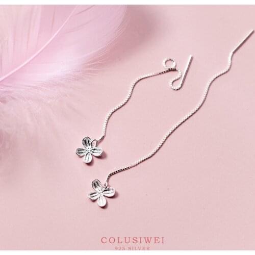 Colusiwei Authentic 925 Sterling Silver Long Tassel Cute Butterfly Flower Drop Earrings for Women Korea Silver Jewelry Brincos