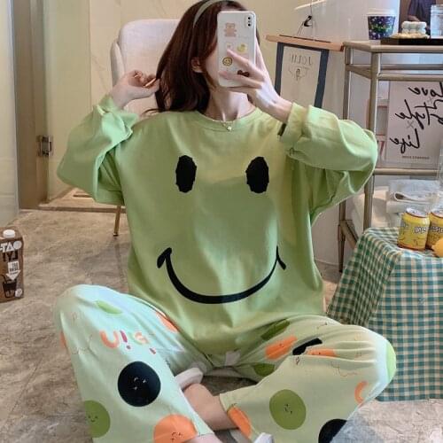 Spring Nightgown Women Sleepwear Loose Version Cotton Cartoon Plus Size XXXL Pajama Set Princess Style Pullover Pajamas