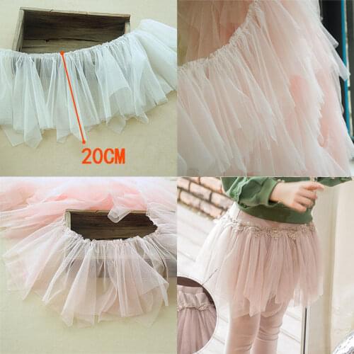 20cmx100cm Mesh Bubble Skirt Hem Lace Handmade DIY Childrens Leggings Short Skirt Edge Pink White Lace