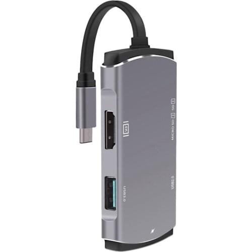 5-In-1 Type-C Docking Station USB Splitter for High-Definition 4K Output USB Transmission SD/TF Card Reader