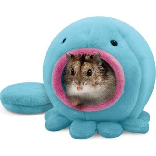 Small Pet Sleeping House Lovely Octopus Design Hamster Home Bed Soft Nest Bed Mini Animals Hedgehog Rats Warm House Bed