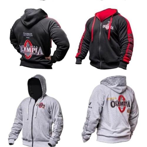 2021 Olympia Mens Gyms Hoodie Fitness Bodybuilding Sweatshirt Mens Fitness Jacket High Quality Cotton Hoodie Clothing
