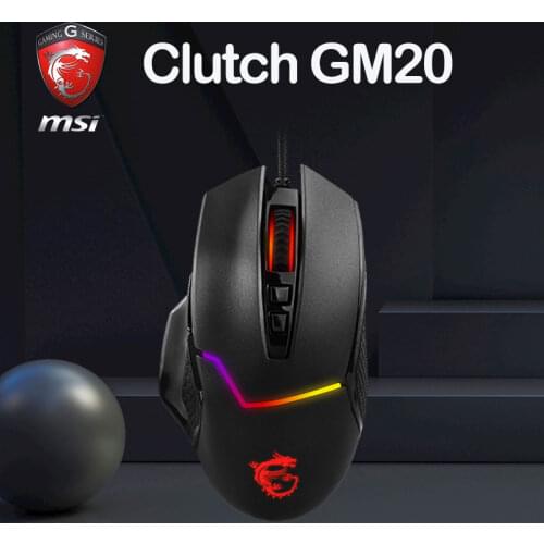 MSI Clutch GM20 Gaming Mouse Ergonomic Wired Gaming Mouse RGB Eight Button Usb For Laptop PC Gamer
