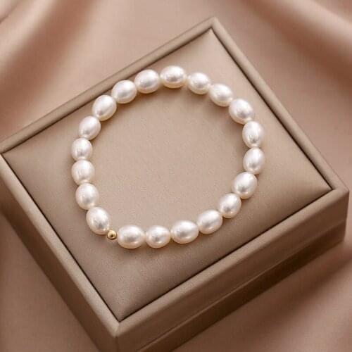Lii Ji Real Pearl Bracelet 14K Gold Filled Not Fade Stretch Bracelet Freshwater Pearl Mothers Women Jewelry Gift