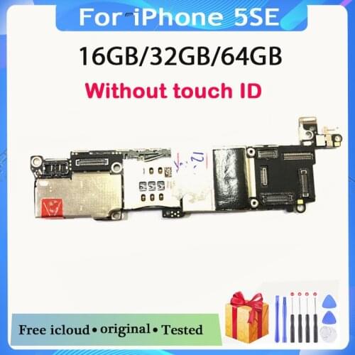 For iphone SE Motherboard without Touch ID,100% Original unlocked for iphone 5SE SE Logic board Free iCloud, with IOS System