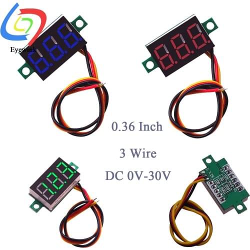 Mini Digital Voltmeter Voltage Meter 3-Wire 0.36 Inch DC 0-30V Red Digital LED Electronic Parts Accessories Digital Voltmeter