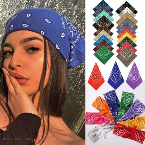 Fashion Women Print Bandana Scarf Hip-hop Bandanas Cross Turban Headband Face Mask Hair Tie Vintage Multifunctional Square Scarf