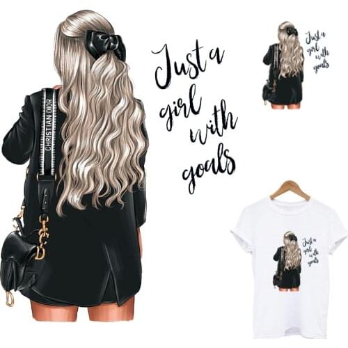 Fashion Lady Iron-On Patches For Clothing DIY Women T-Shirt HoodiesThermal Heat Transfer Sticker On Clothes Decoration Applique