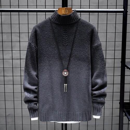 Men Winter Fall Long Sleeves Turtleneck Cashmere Slim Fit Patchwork Sweater Male New Thick Warmth Sweaters Pullover streetwear