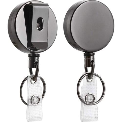 Silver Card sets Belt Key Ring metal Retractable Pull Badge Reel ID Lanyard Name Tag Card Badge Holder Reels Recoil Chain Clips