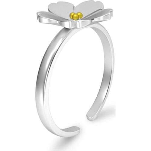 2019 NEW 100% 925 Sterling Silver High Quality Simple and Elegant Daisy Flower Primrose Open Mouth Adjustable Ring jz161-jz180