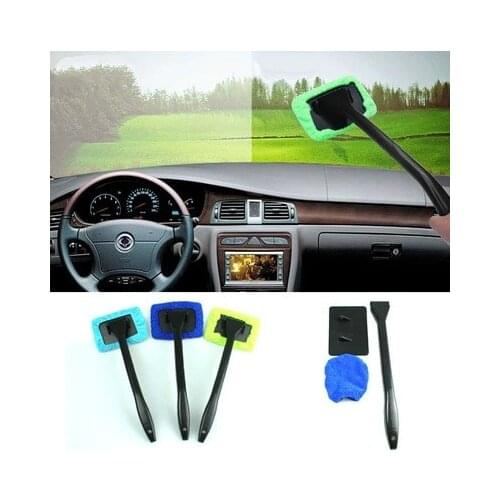 Plastic Windshield Cleaner Microfiber Auto Window Cleaner Long Handle Brushes Sponges Handy Washable Car Cleaning Tool