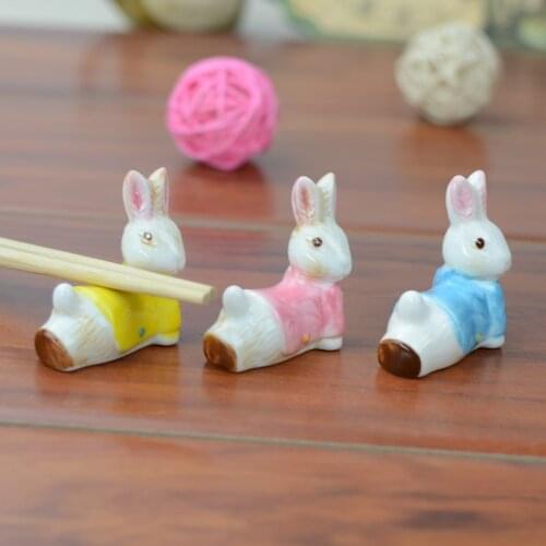 Ceramic chopsticks rack restaurant tableware rabbit chopsticks holder chopstick rest small craft gifts flatware 3pcs/set