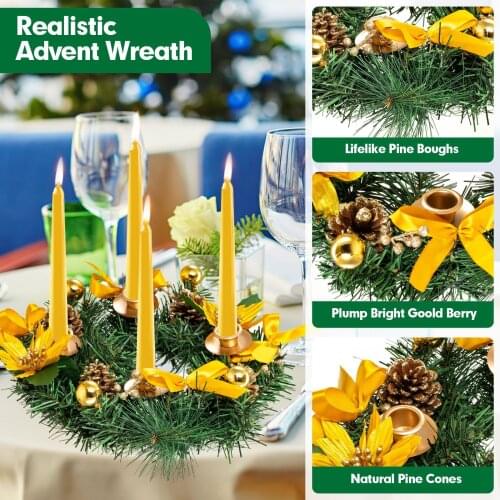 Candlestick Garland Simulation Wreath Artificial Flower Vine Circle 30c'm Home Decoration Christmas Decorate Gold Dried Flowers