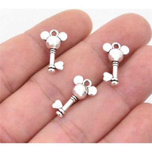 NEW Charms,18x10mm 20pcs/Lot Antique Silver Plated Cute Bear Style Key Pendants For Making DIY Handmade Jewelry